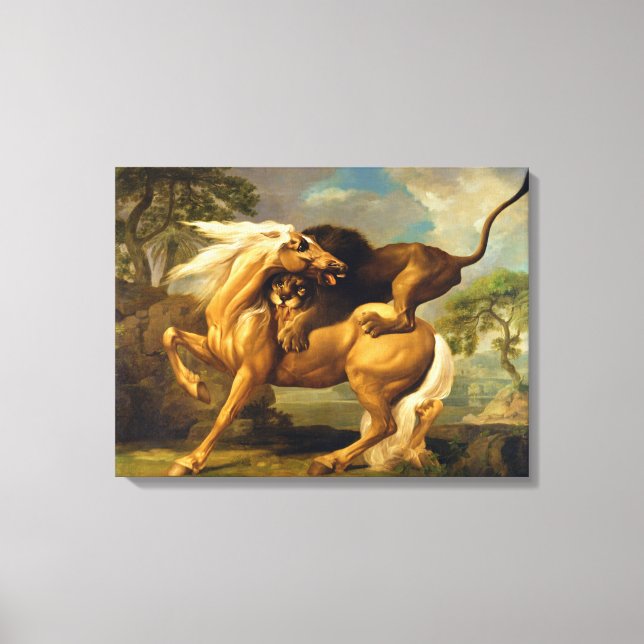 A Lion Attacking a Horse, c.1762 (oil on canvas) Canvas Print (Front)