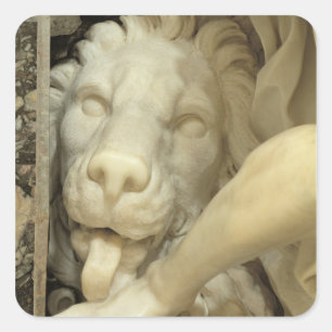 A Lion licking the foot of Daniel Square Sticker