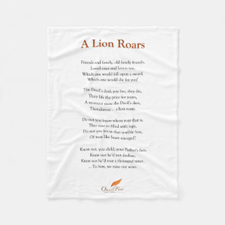 A Lion Roars Poem on Blanket