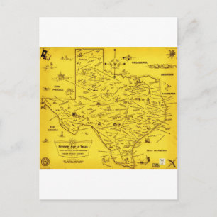 A Literary map of Texas by Dallas Pub Lib (1955) Postcard