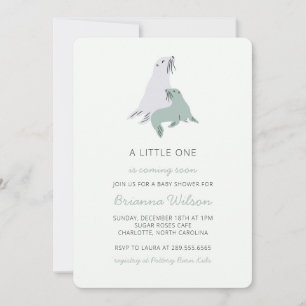 A litlle one is coming soon animal boy baby shower invitation