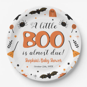 A litte Boo is almost due Halloween Baby Shower Paper Plate