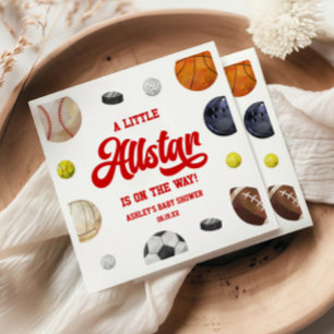 A Little Allstar Is On The Way! Sports Baby Shower Napkin