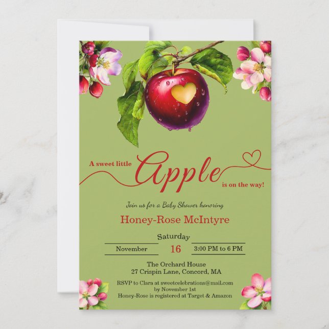 A Little Apple Is On The Way | Fall Baby Shower  Invitation (Front)