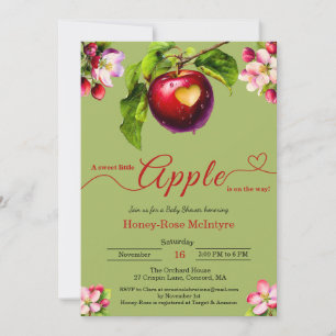 A Little Apple Is On The Way Fall Baby Shower Invitation