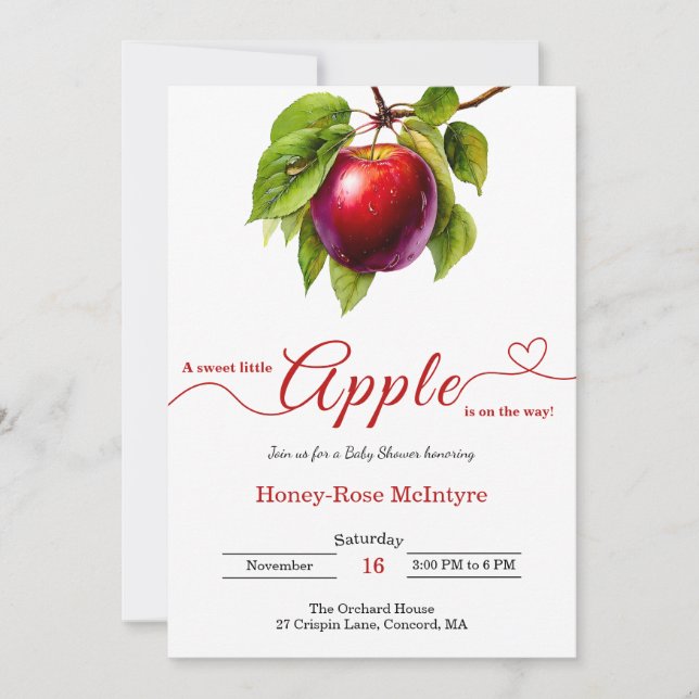 A Little Apple Is On The Way | Fall Baby Shower  Invitation (Front)