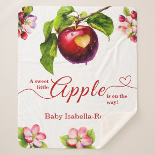 A Little Apple Is On The Way Fall Baby Shower Sherpa Blanket