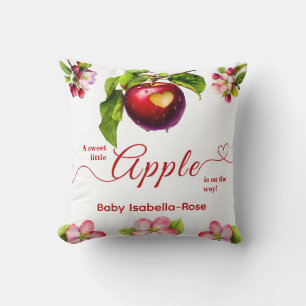 A Little Apple Is On The Way Fall Baby Shower Throw Pillow