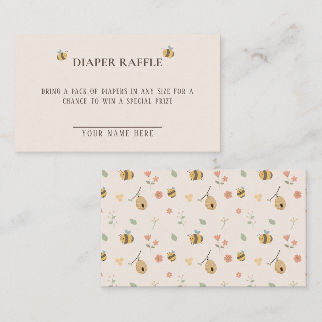 A little babee is on the way, bee baby shower  enclosure card (Front/Back)