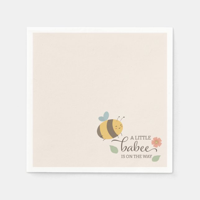 A little babee is on the way, bee baby shower  napkin (Front)