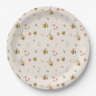 A little babee is on the way, bee baby shower paper plate