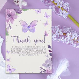 A Little Baby Butterfly is on The Way Baby shower Thank You Card