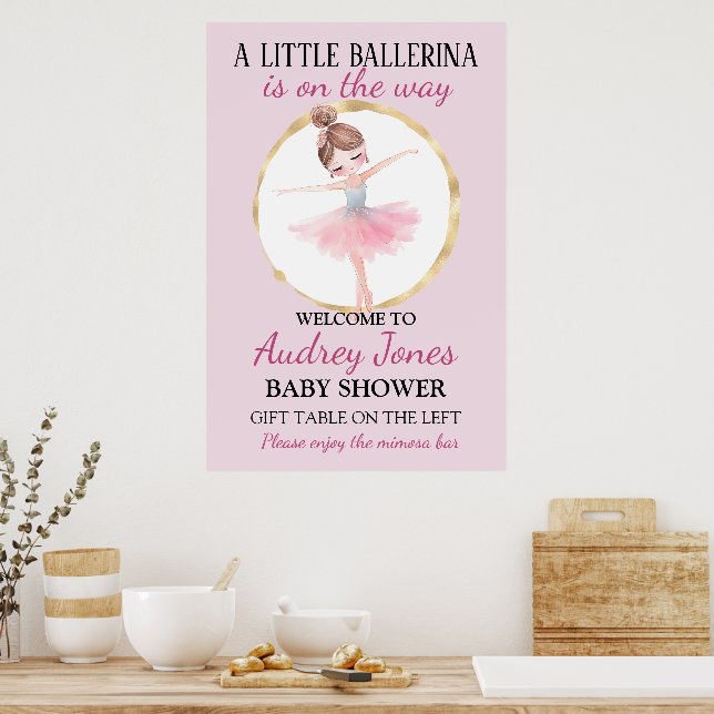 A Little Ballerina Is On The Way Baby Shower Poster (Kitchen)