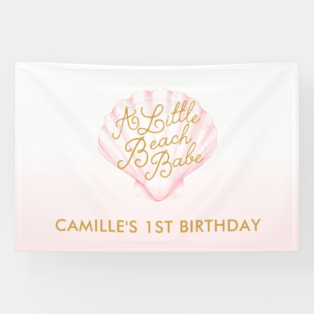 A little Beach Babe Girl 1st Birthday Banner (Horizontal)