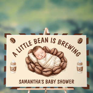 A Little Bean Is Brewing Coffee Baby Shower Acrylic Sign