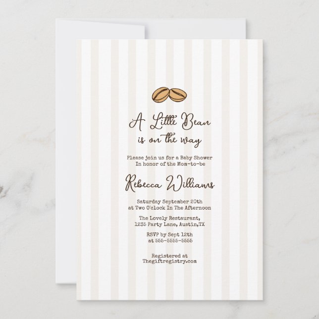 A little Bean is on the Way Coffee Baby Shower  Invitation (Front)