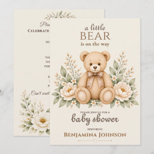 A Little Bear Is On The Way Baby Shower Invitation