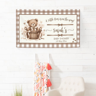 A Little Bear Is On The Way Neutral Coffee Brown Banner