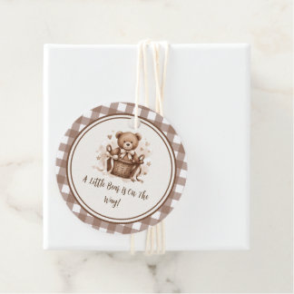 A Little Bear Is On The Way Neutral Coffee Brown Favour Tags