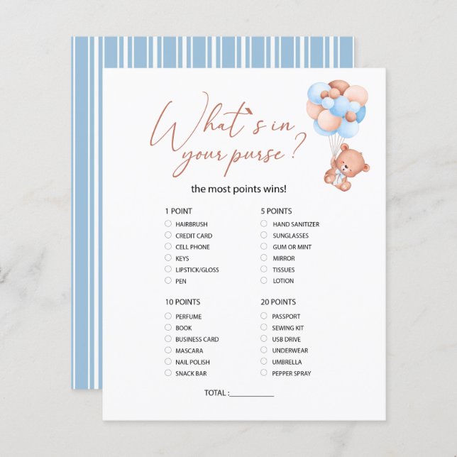 A little bearly baby  What is in your purse game (Front/Back)