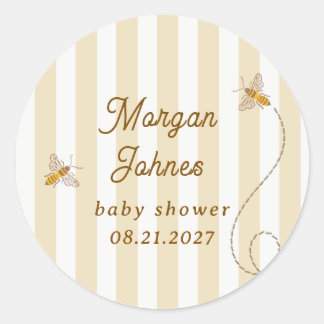 A Little Bee Baby Shower Classic Round Sticker