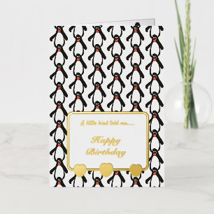 A little bird told me Penguins Happy Birthday Foil Greeting Card