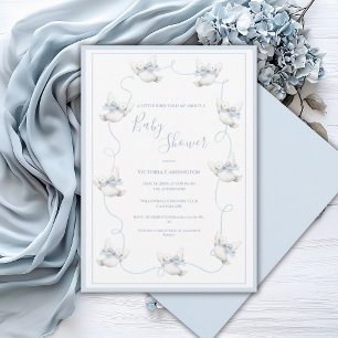 A Little Bird Told Me Vintage Blue Baby Shower Invitation