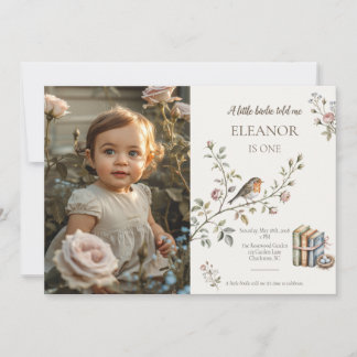 A Little Birdie Told Me Robin First Photo Birthday Invitation