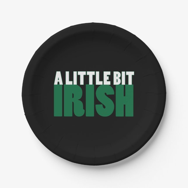 A Little Bit Irish Black Paper Plate (Front)
