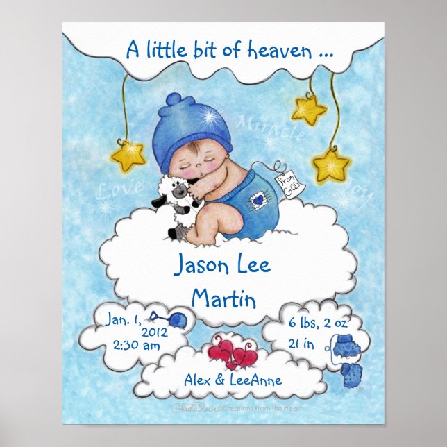 A Little Bit of Heaven-Birth Info for Boy Poster (Front)