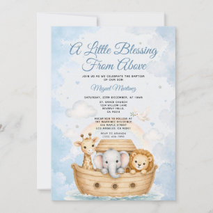 A Little Blessing from Above Noah's Ark Baptism Invitation