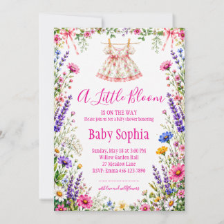 A Little Bloom Is On Her Way Cute Baby Shower  Invitation