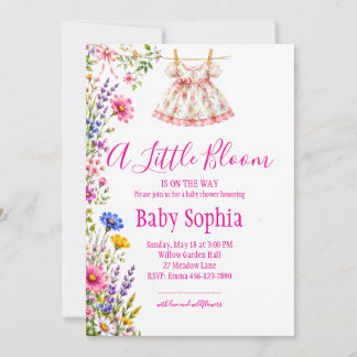 A Little Bloom Is On Her Way Cute Baby Shower  Invitation