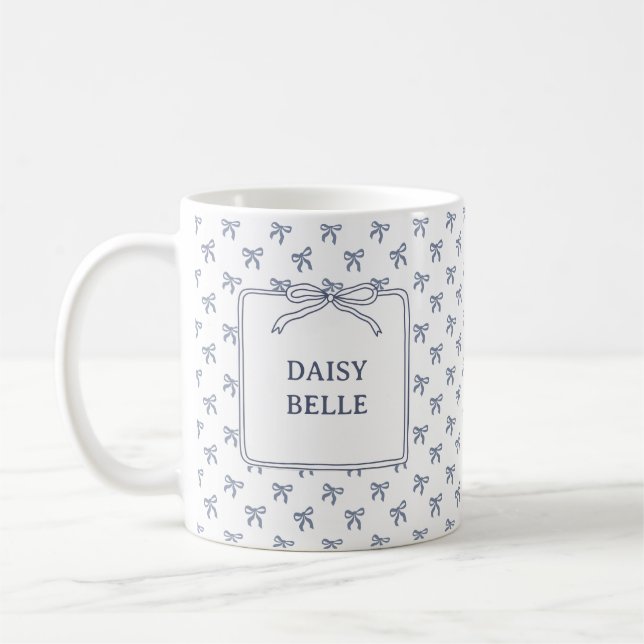 A Little Blue Jean Baby Blue Coquette Bow Coffee Mug (Left)