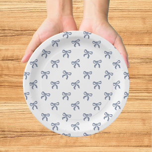 A Little Blue Jean Baby Blue Coquette Bow Paper Plate