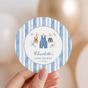 A Little Blue Jean Baby Boy Baby Shower Classic Round Sticker