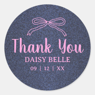 A Little Blue Jean Baby Denim Girl Baby Shower  Classic Round Sticker