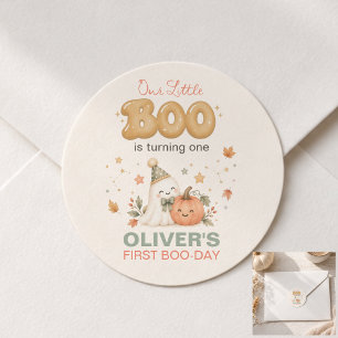 A Little Boo 1st Birthday Classic Round Sticker