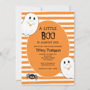 A Little Boo Almost Due Halloween Baby Shower Invitation
