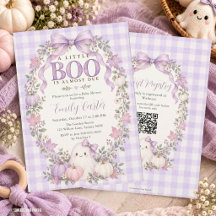 A Little Boo Baby Shower Purple Coquette QR