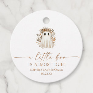 A Little Boo Boho Ghost Wildflower Baby Shower Favour Tags