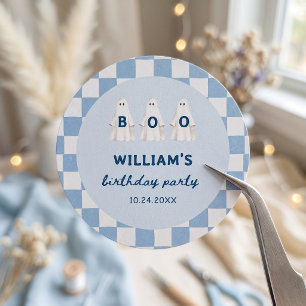 A Little Boo Boy Ghost Birthday Paper Sticker