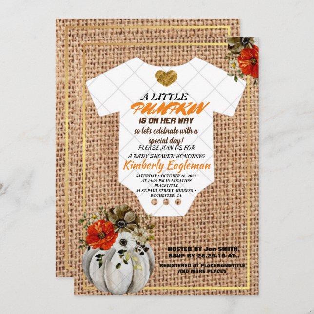 A Little Boo Cute Ghost Halloween Baby Shower  Inv Invitation (Front/Back)
