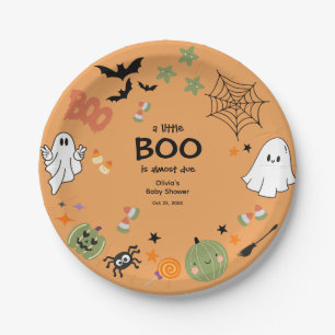A Little Boo Cute Ghost Halloween Baby Shower  Paper Plate
