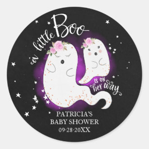 A Little Boo Cute Halloween Girl Baby Shower Class Classic Round Sticker