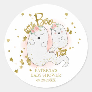 A Little Boo Cute Halloween Girl Baby Shower Class Classic Round Sticker