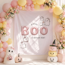 A little Boo Cute Pink Baby Shower Backdrop