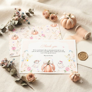 A Little Boo Cute Pink October Baby Shower Thank You Card