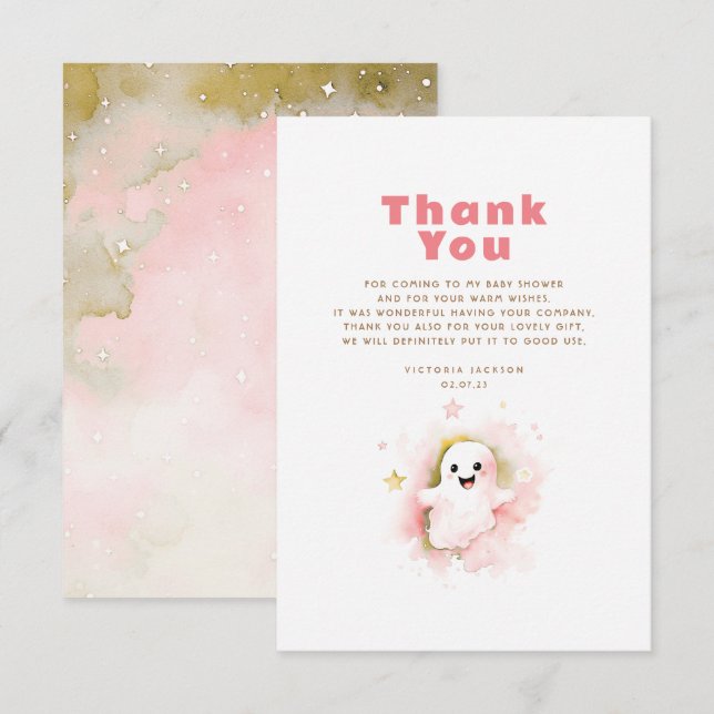 A Little Boo Ghost Cute Halloween Thank You Card (Front/Back)
