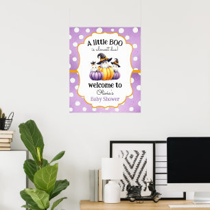 A Little Boo Ghost Halloween Baby Shower welcome Poster